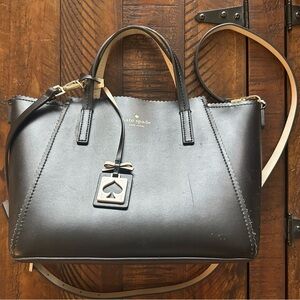 Kate Spade Black Leather Tote with Cream Accents